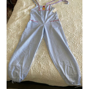 Demi’s young Juniors Blue white & Red Striped Jumpsuit Juniors 7 #0019